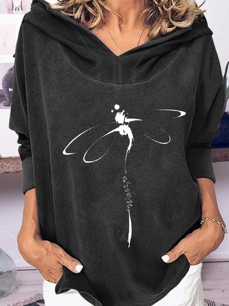 

Casual Long Sleeve Printed Sweatshirt, Black, Hoodies & Sweatshirts