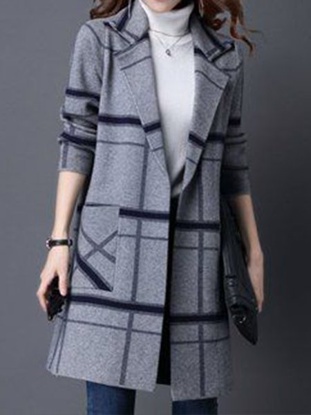 

Regular Fit Flat Collar Outerwear, Gray, Coats
