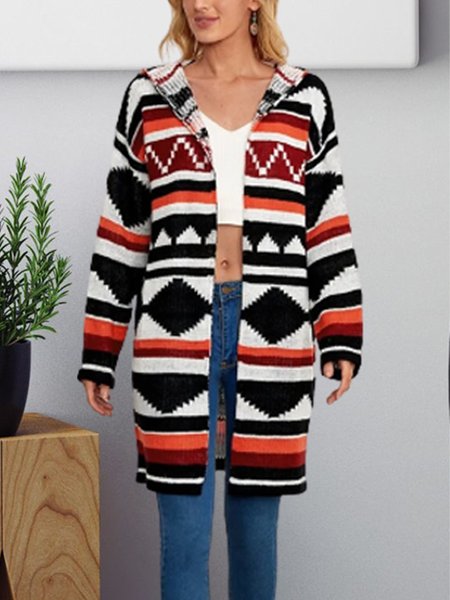 

Geometric Sweet Yarn/Wool Yarn Outerwear, Multicolor, Cardigans