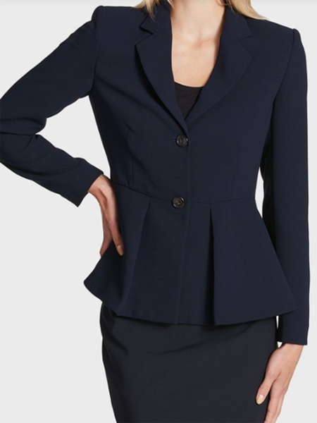 

Solid Elegant Lapel Long sleeve Outerwear, Purplish blue, Blazers