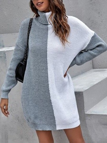 

High Neck Mini Dresses Daily Dress, As picture, Mini Dresses