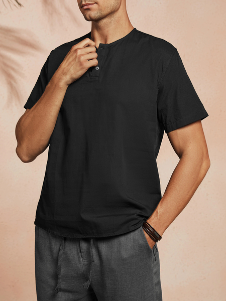 

Cotton Blends Crew Neck Sporty Short Sleeve Shirts & Tops, Black, Men's t-shirts