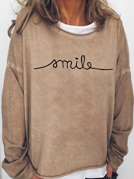 

Smile Cute Casual Sweatshirts, Light brown, Hoodies&Sweatshirts