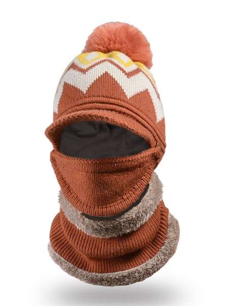 

Wool Ball Knitted Warm Hat And Scarf, Caramel, Hats