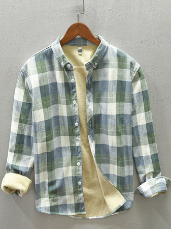 

Cotton Long Sleeve Casual Shirts, Green, Jacket