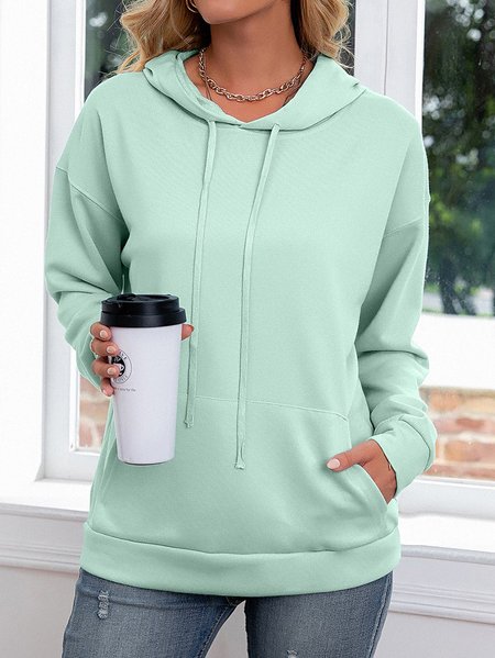 

Off Shoulder Casual Long Sleeve Loosen Hooded Sweatshirt, Green, Sweatshirts & Hoodies