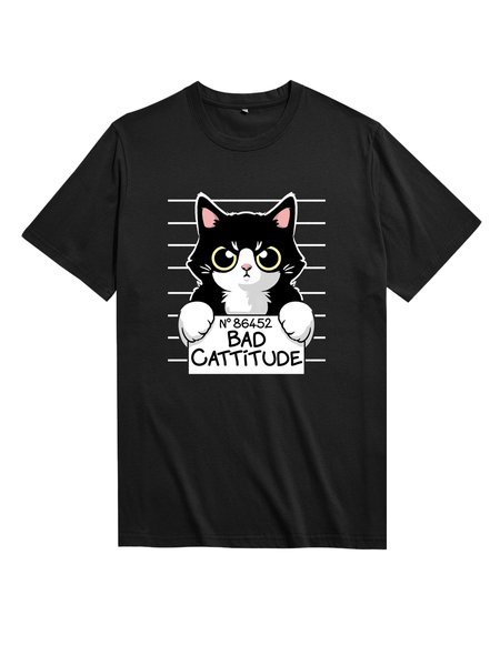 

Unocis Fun Printed Round Neck T-shirt, Black, T-shirts