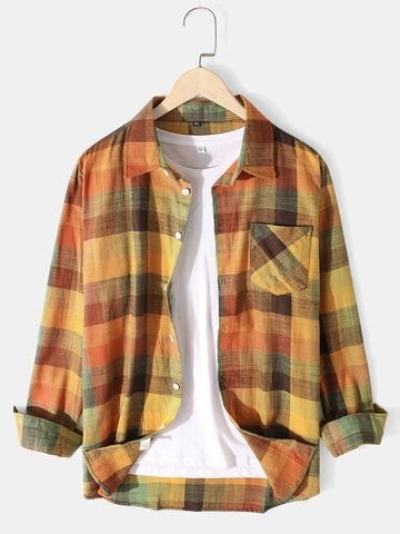 

Long Sleeve Shirt Collar Casual Shirts & Tops, As picture, Blouses&Shirts