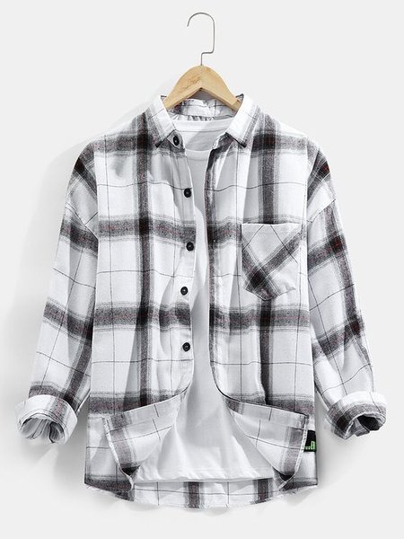

Shirt Collar Long Sleeve Shirts & Tops, As picture, Blouses&Shirts