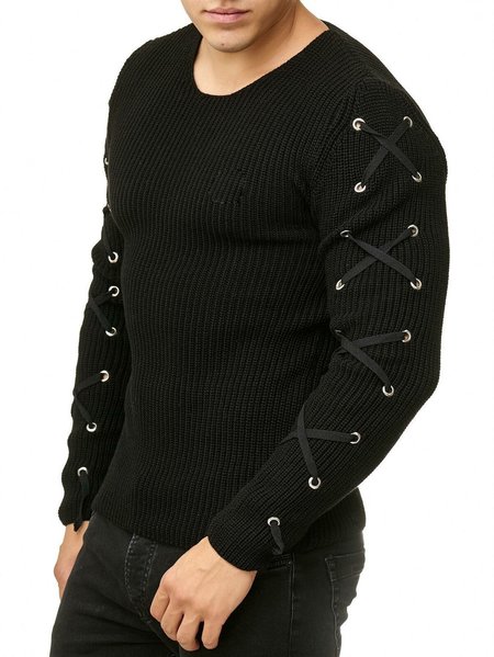 

Long Sleeve Crew Neck Sweater, Black, Sweater
