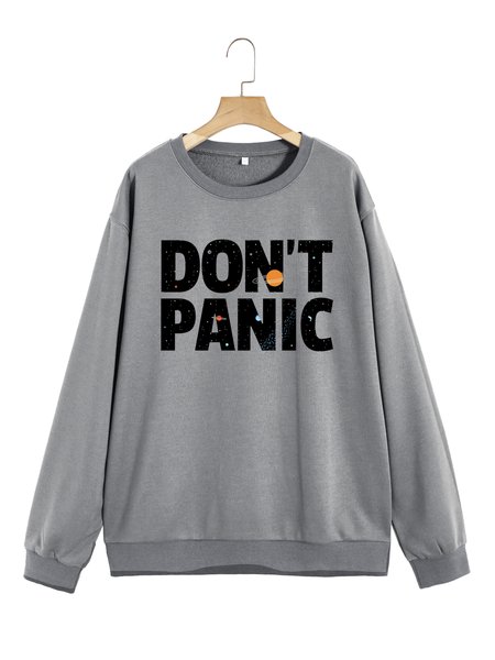 

Unocis Don't Panic Printed Round Neck Sweatshirt, Gray, Sweatshirts