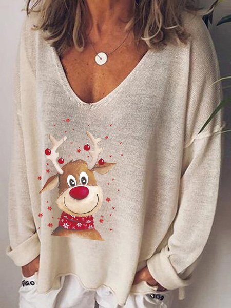 

Natale Pupazzo di neve Scollo a V Top, Albicocca, T-Shirts