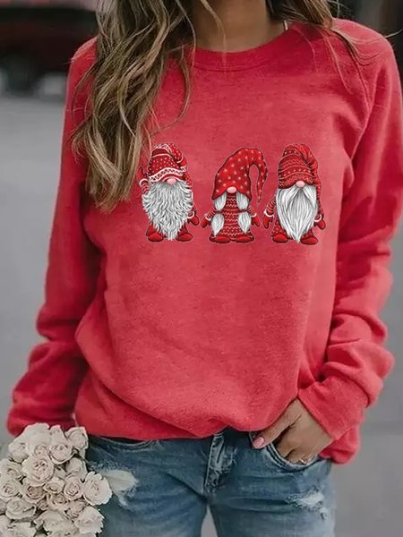 

Christmas Gnomes Women‘s Crew Neck Sweatshirt, Red, Hoodies&Sweatshirts