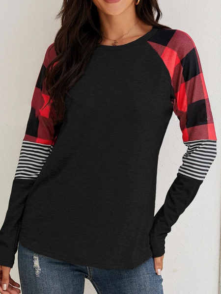 

Casual Loosen Geometric Shirts & Tops, Black, Tops
