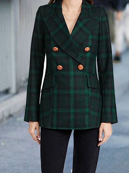 

Flat Collar Regular Fit Simple Blazer, Deep green, Blazers