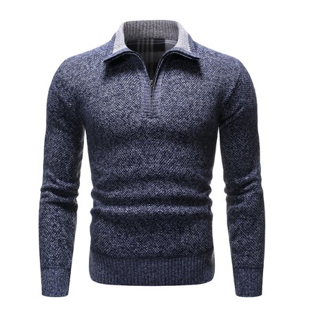 

Long Sleeve Cotton Casual Sweater, Blue gray, Sweater