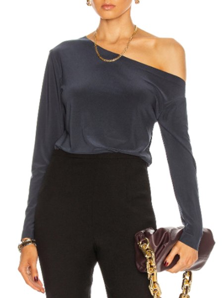 

Long Sleeve Solid Lady Off The Shoulder Top, As picture, Tops