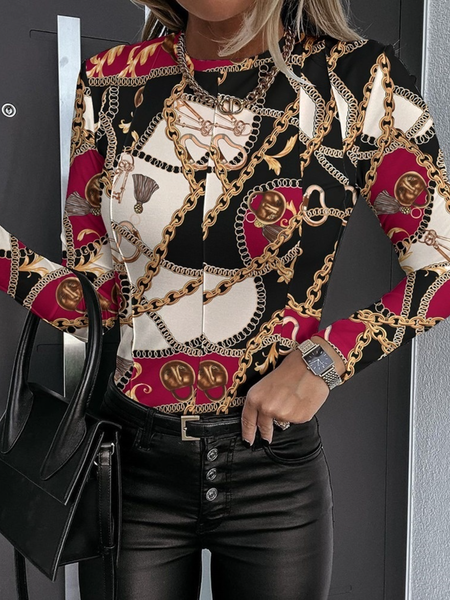

Winter Lightweight Elegant Crew Neck Daily Long sleeve Top, As picture, Tops