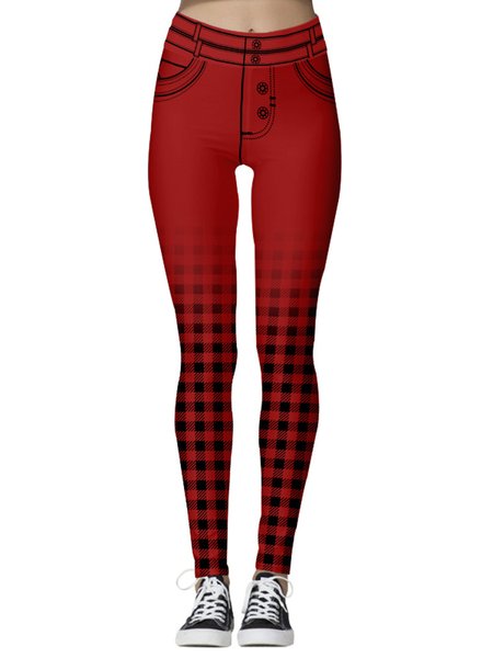 

Skinny Casual Pants, Red, Leggings