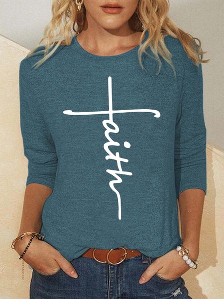 

Funny Words Faith Casual T-shirt, Green, Long sleeves