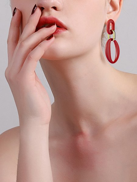 

Geometric Round Earrings, Red, Earrings