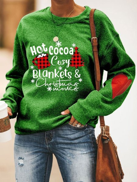 

Loosen Casual Christmas Snowman Sweatshirt, Green, Hoodies & Sweatshirts