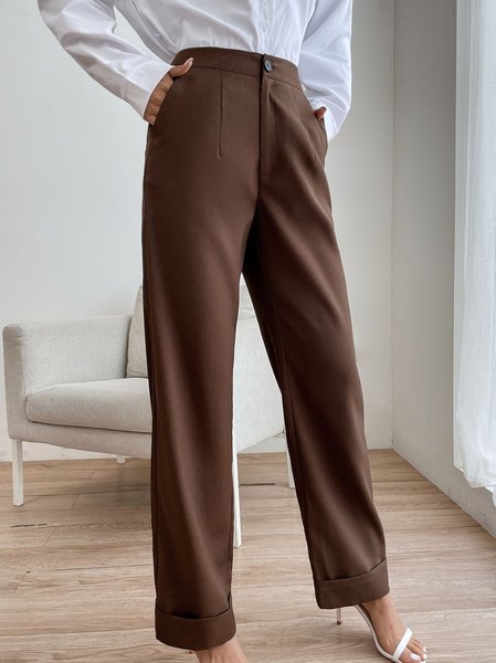 

Vintage High Waist Straight Leg Loosen Long Pants, Brown, Pants
