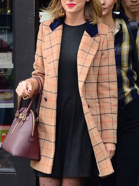 

Regular Fit Vintage Checked/Plaid Outerwear, As picture, Coats
