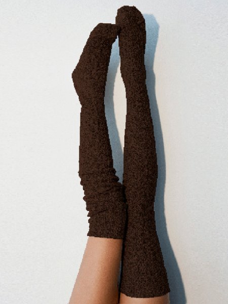 

Twist Solid Color Knit Casual Socks, Coffee, Socks