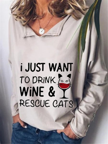 

Casual Long Sleeve Plus Size Printed Tops T-shirts, Apricot, T-Shirts