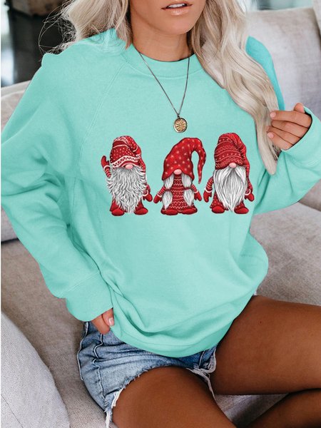 

Christmas Gnomes Women‘s Casual Loosen Sweatshirt, Green, Hoodies&Sweatshirts