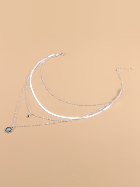 

Vintage Turquoise Multilayer Necklace, Silver, Necklaces