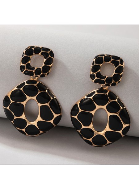 

Dangle Work Vintage Casual Elegant Polka Dots Earrings, Black, Earrings