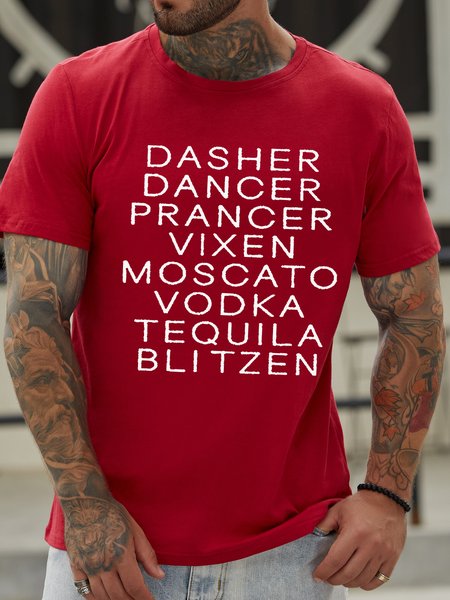 

Dasher Dancer Women's Funny Drinking Christmas Casual T-shirt, Red, T-shirts
