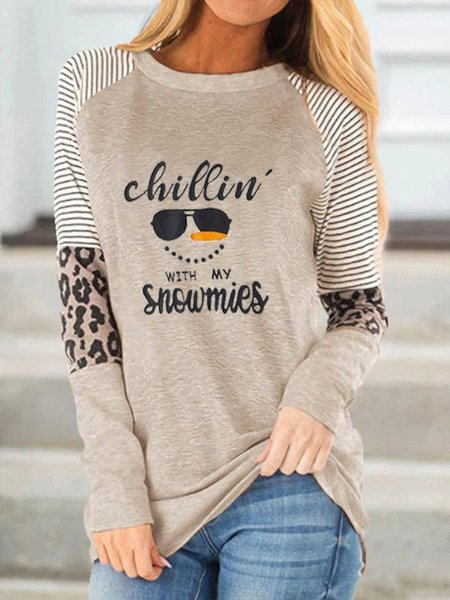 

Cotton Blends Letter Crew Neck Shirts & Tops, Khaki, Tees & T-shirts