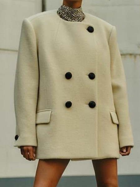 

Long sleeve Elegant Solid Crew Neck Outerwear, As picture, Blazers