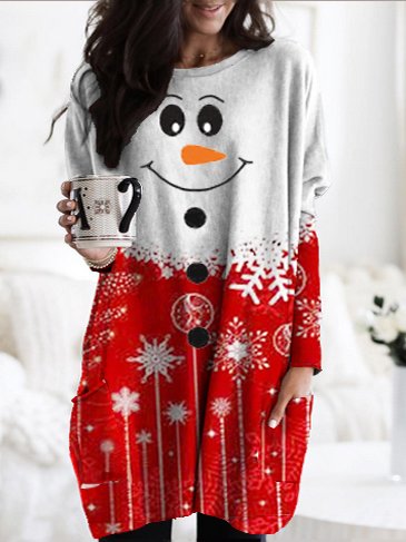 

Casual Cotton Loosen Dresses, Red, Mini Dresses