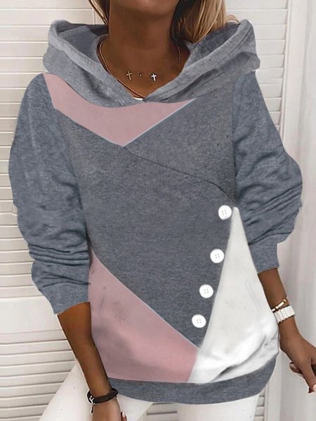 

Cotton Hooded Casual Sweatshirt, As picture, Hoodies & Sweatshirts