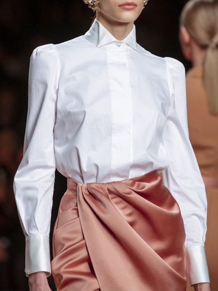 

Holiday Daily Simple PoLong sleeve Shirt, White, Blouses and Shirts