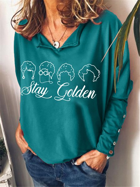 

Stay Golden Cotton Blends Casual Sweatshirts, Green, Hoodies&Sweatshirts