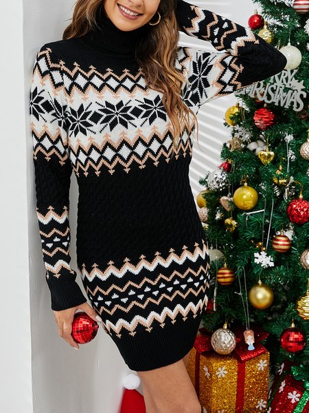 

Christmas High Neck Casual Dresses, Black, Formal Dresses