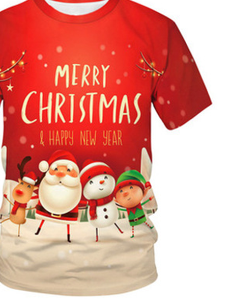 

Santa Claus Short Sleeve Casual Shirts & Tops, As picture, Men's t-shirts