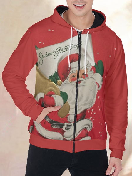 

Christmas Santa Claus Printed Outerwear, Red, Hoodies&Sweatshirts