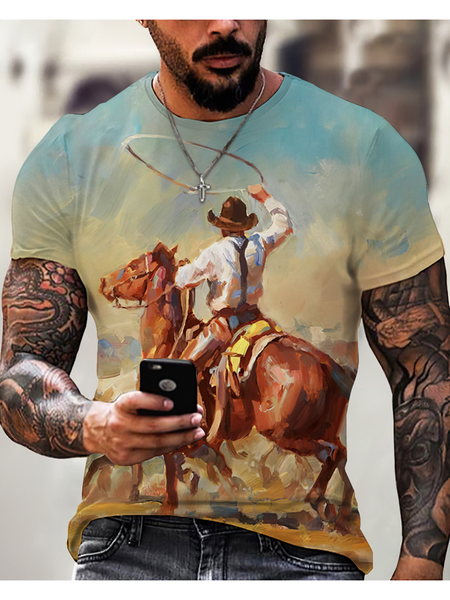 

Vacation Animal Crew Neck T-shirt, As picture, Men's t-shirts