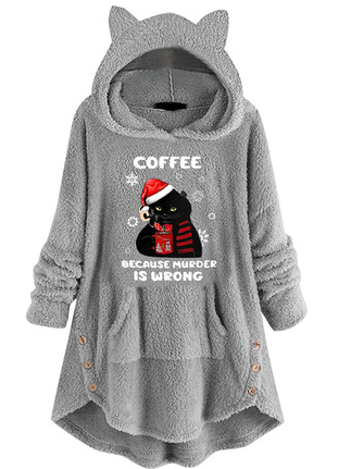 

Animal Casual Loosen Sweatshirt, Gray, Hoodies & Sweatshirts