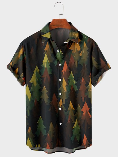 

Leaves Shirt Collar Work Shirts, Green, Men's Floral shirt