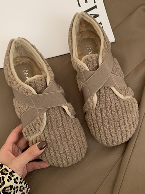 

Plain Winter Elegant Flats, Khaki, Flats