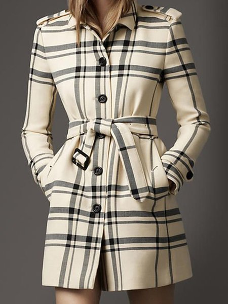 

Casual Lapel Regular Fit Trench Coats, As picture, Coats