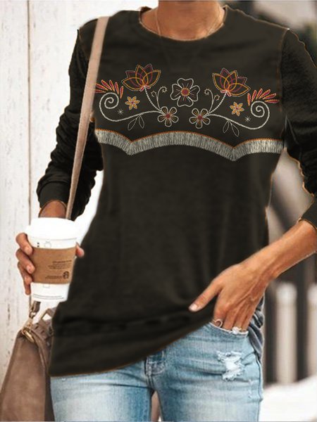 

Crew Neck Floral Vacation Sweatshirt, Black, Hoodies & Sweatshirts