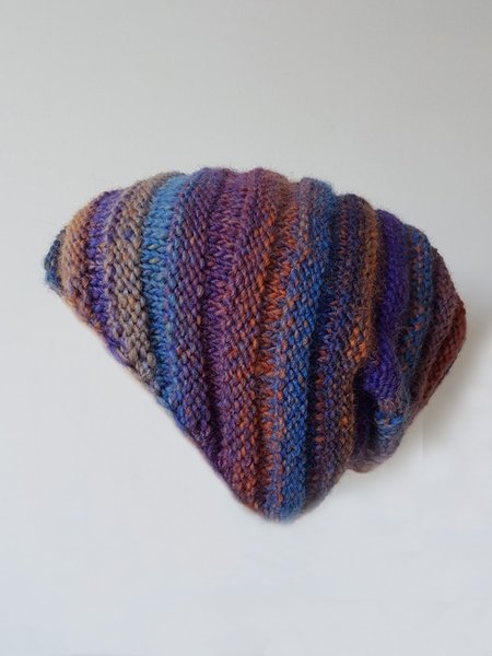 

Warm Knitted Hat with Rainbow Stripes, As picture, Women Hats
